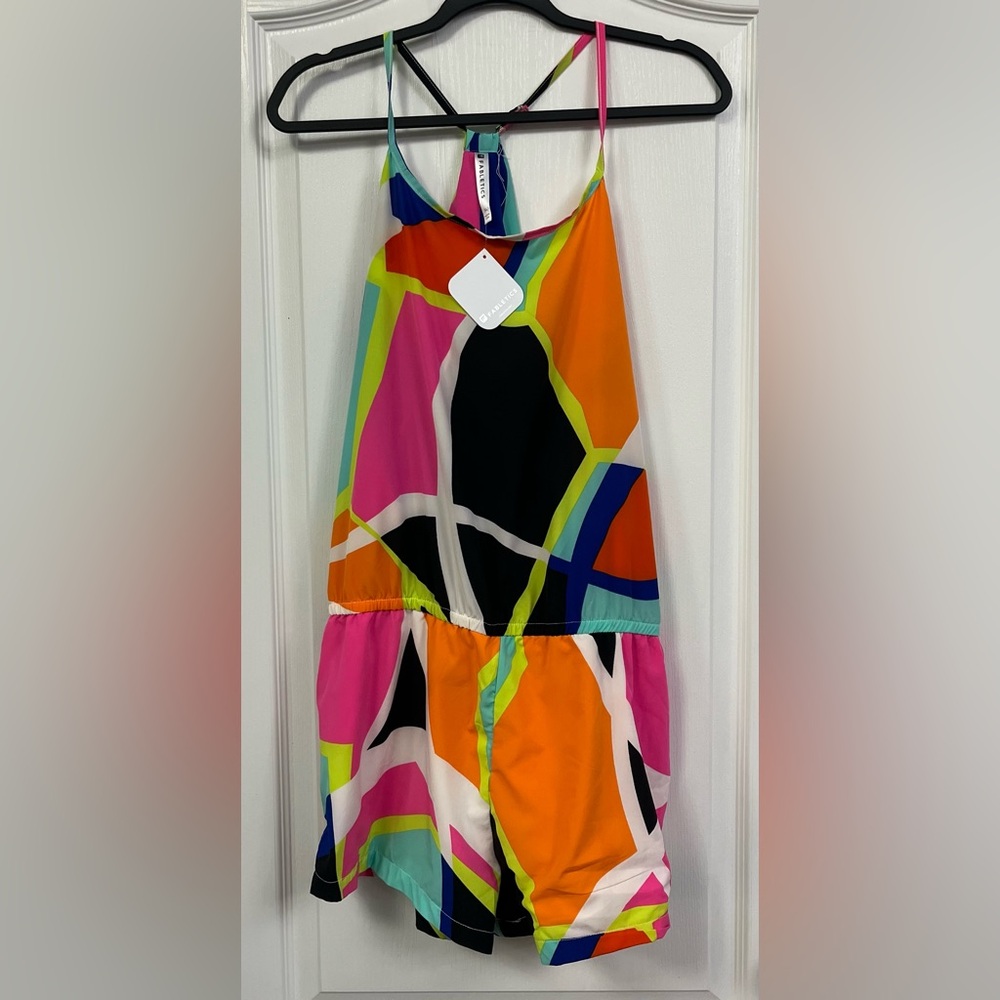 NWT Fabletics Romper Bright Geometric Pattern Size Large
